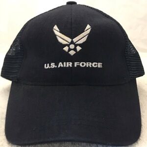 USA Crafted for U.S. Air Force  Adjustable Navy Blue Mesh Ball Cap